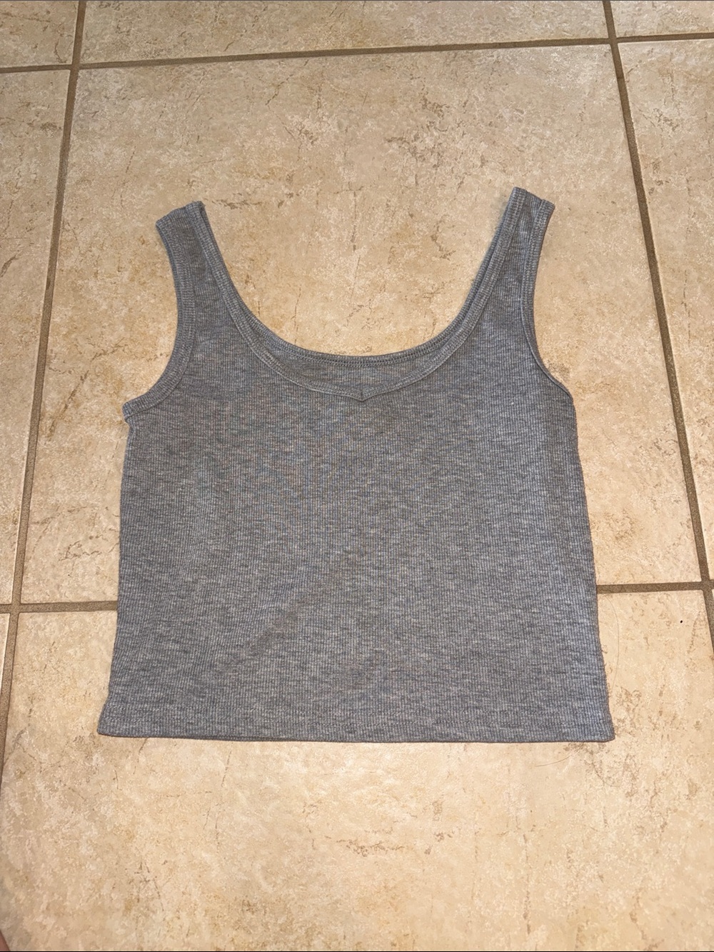 Women's Grey Ribbed Tank Top